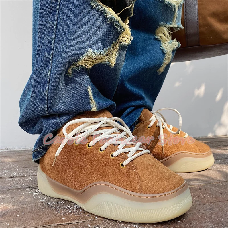 New Fashion Male Winter Warm Plush Snow Boots Bread Big Head Chunky Bottom Lace-Up Sneakers Men's Casual High Top Sport Shoes