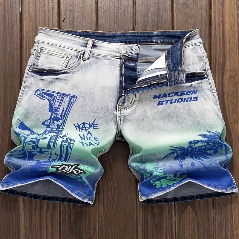 

Новые рваные джинсы в европейском и американском винтажном гавайском стиле с принтом