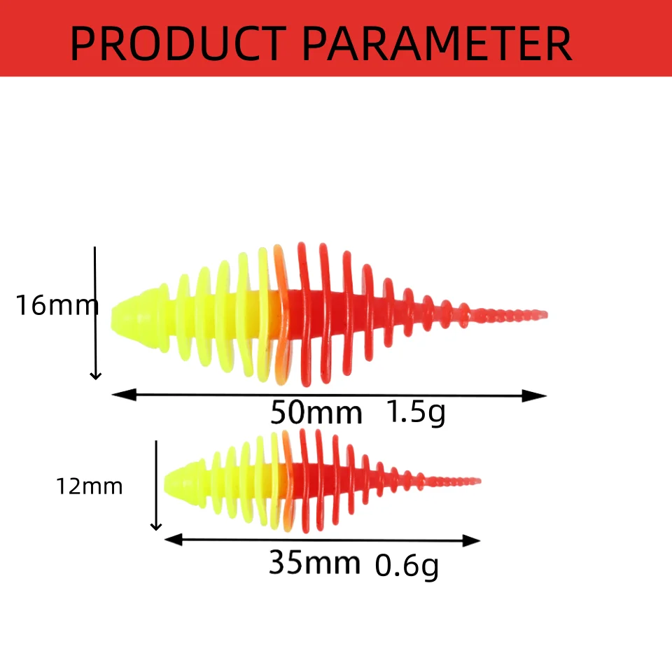 Mukun 4 Stuks Hoge Kwaliteit Visaas 50Mm/35Mm 1.5G/0.6G Zachte Naald Staart Worm Voor Forel Vissen Zacht Aas