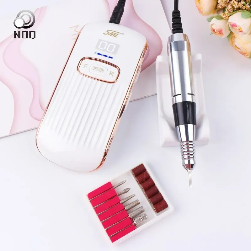 NOQ Nail Drill Rechargeable Electric Nail File Machine Acrylic Polishing Removing Cordless Efile Kit For Manicure Salon