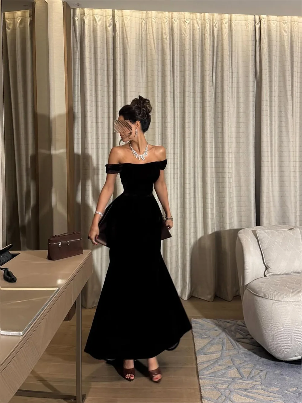 ROYET Abito da sera elegante a sirena senza spalline con fiocco alla caviglia Abito da ballo classico da donna personalizzato Abito da festa 2025 Nuovo