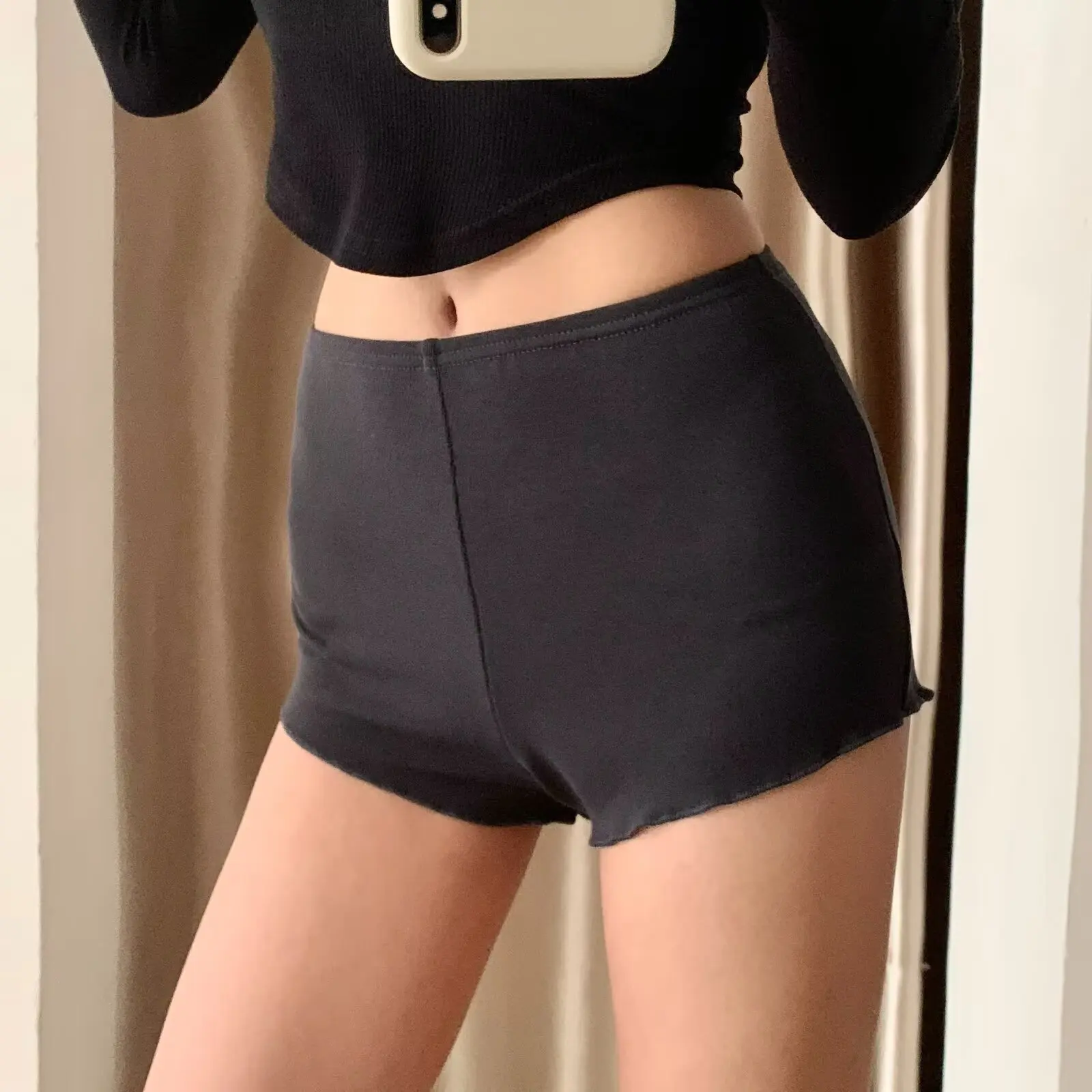 عالية الخصر سليم صالح orts المرأة ملابس المنزل مباراة داخلية مكافحة الضوء الصيف Se السراويل لون نقي قاعدة طبقة السراويل #4