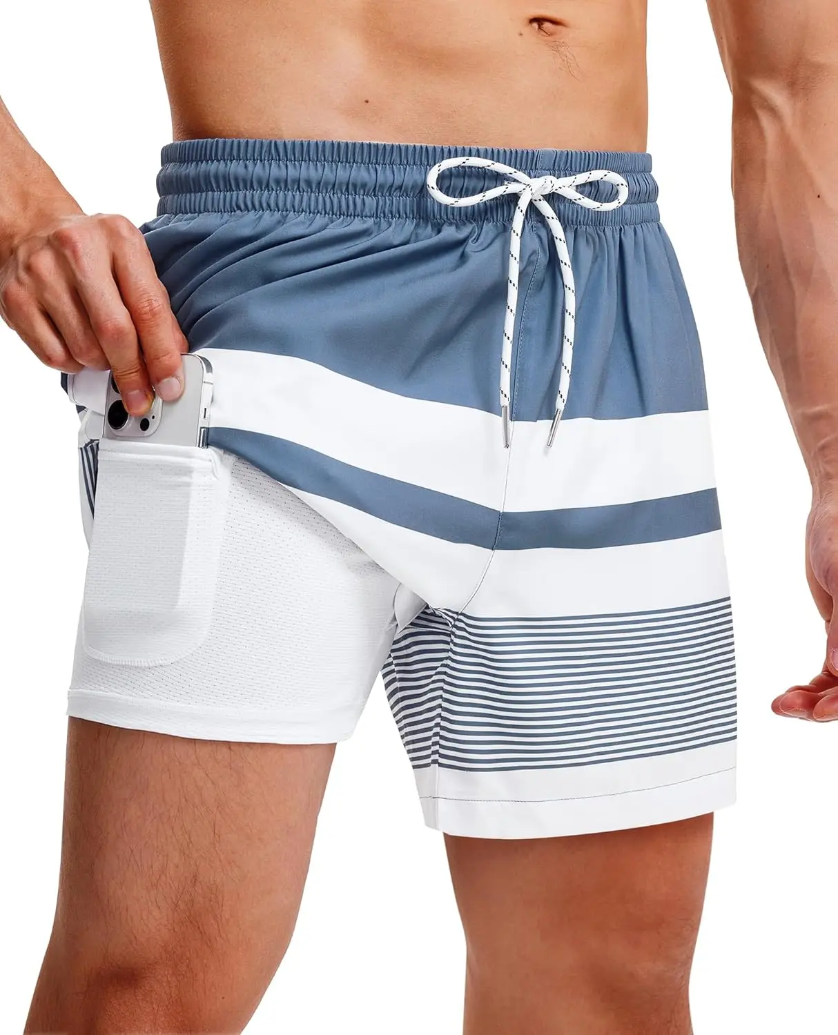Traje de Baño para Hombre de 5 Pulgadas con Forro de Compresión, Bolsillos, Cordón Ajustable, Secado Rápido y Elástico para Diversión en la Playa o Piscina