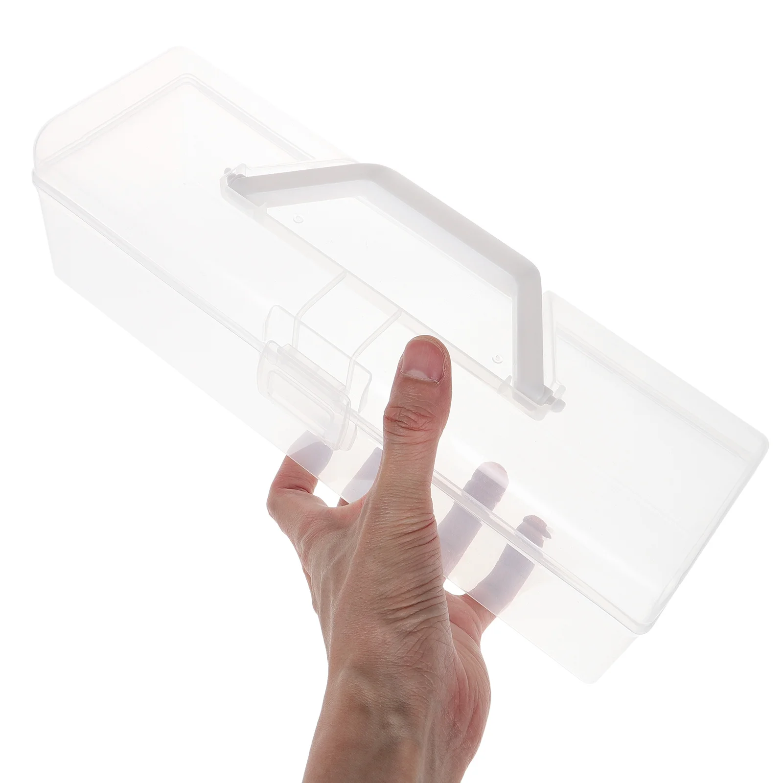 Caixa de armazenamento transparente de grande capacidade, caixa organizadora de plástico durável, recipiente portátil transparente para esportes comerciais