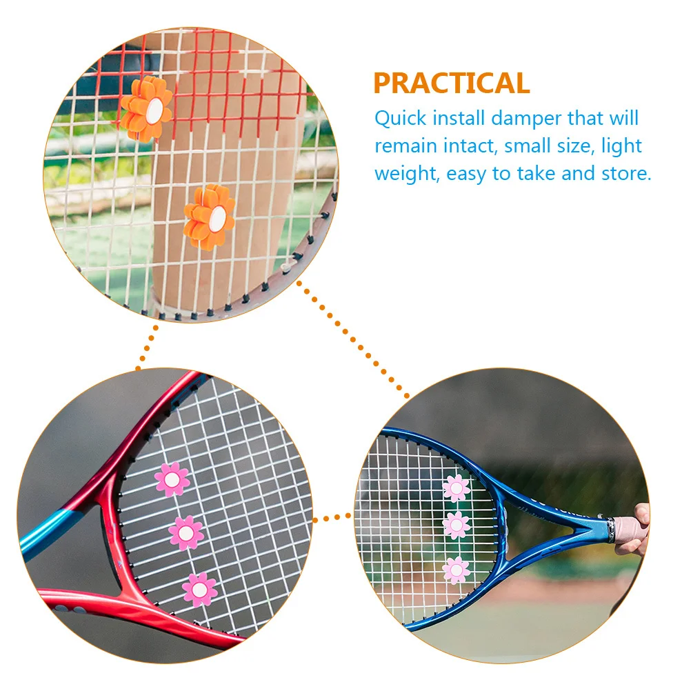 

7 Pcs Cute Tennis Racket Dampener Dampers for Rackets Vibration Racquet Flower Dampeners Silicon