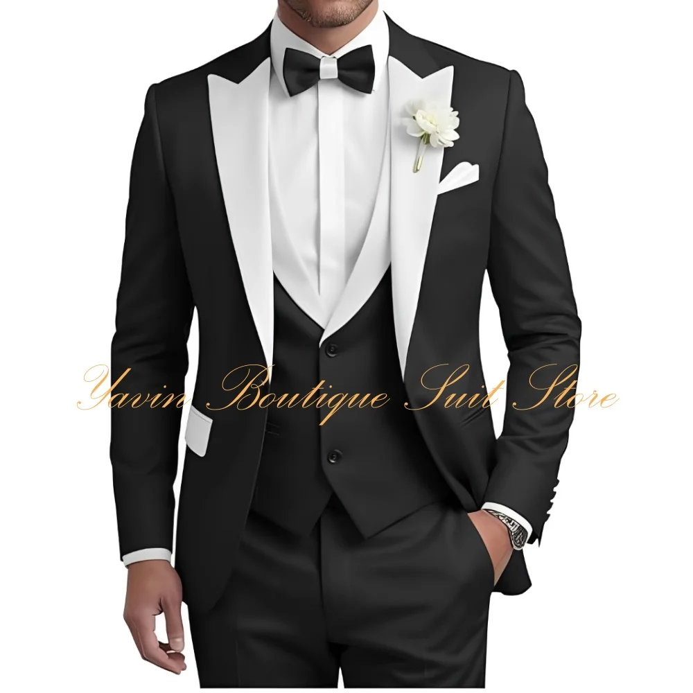 

Classic Mens Suit 3 Piece Slim Fit Suits for Men Suit Set Wedding Prom Suits Formal Business Dinner Tuxedo