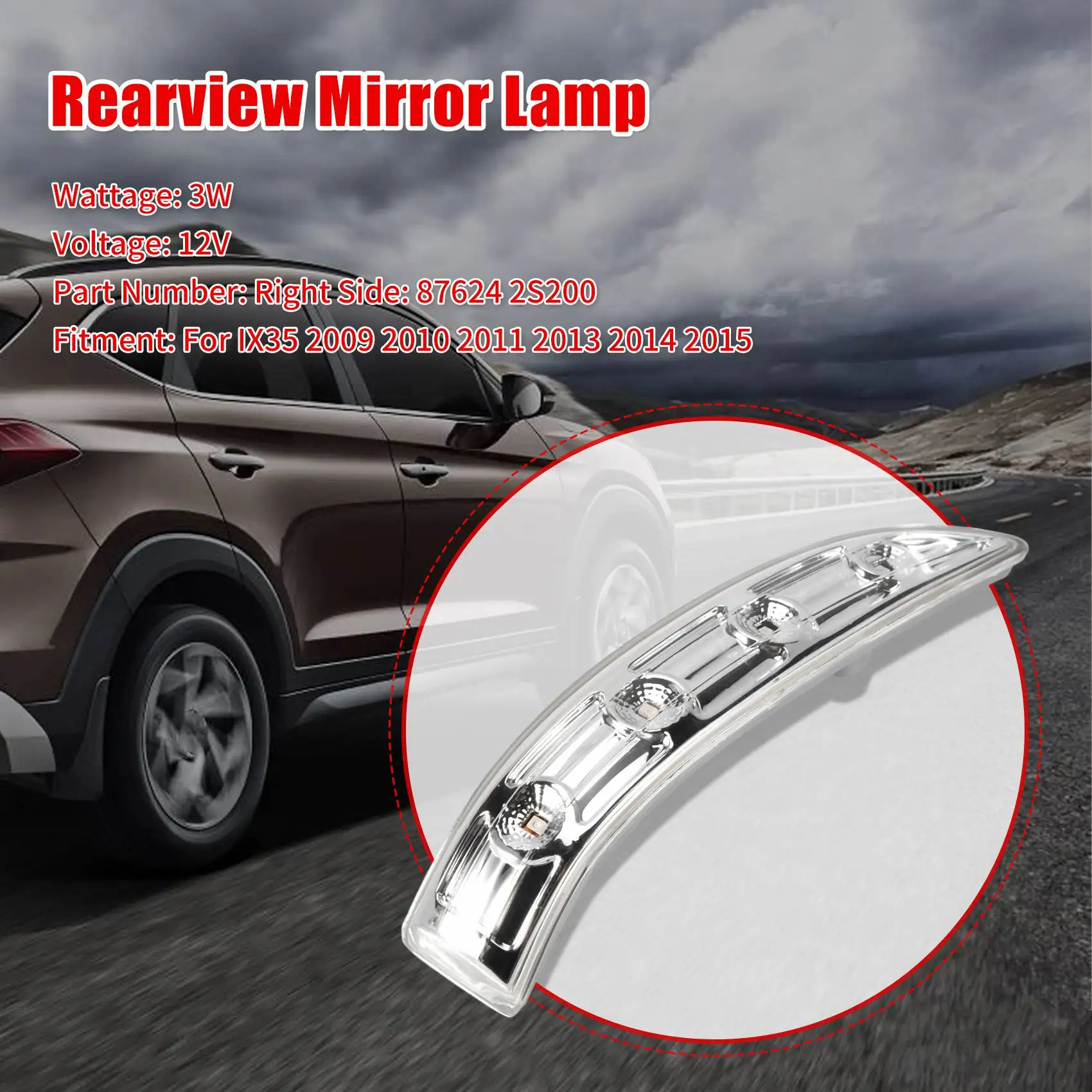 for Hyundai Tucson IX35 2010-2014 Rearview Mirror Light Turn Signal Lamp Light Side Mirror Indicator 876142S200 Left