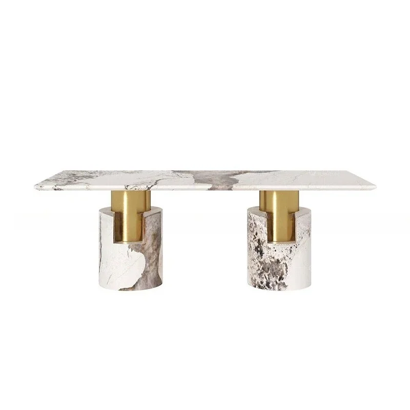 Light luxury marble dining table, high-end luxury restaurant 10 people dining table, high-end dining table and chair set