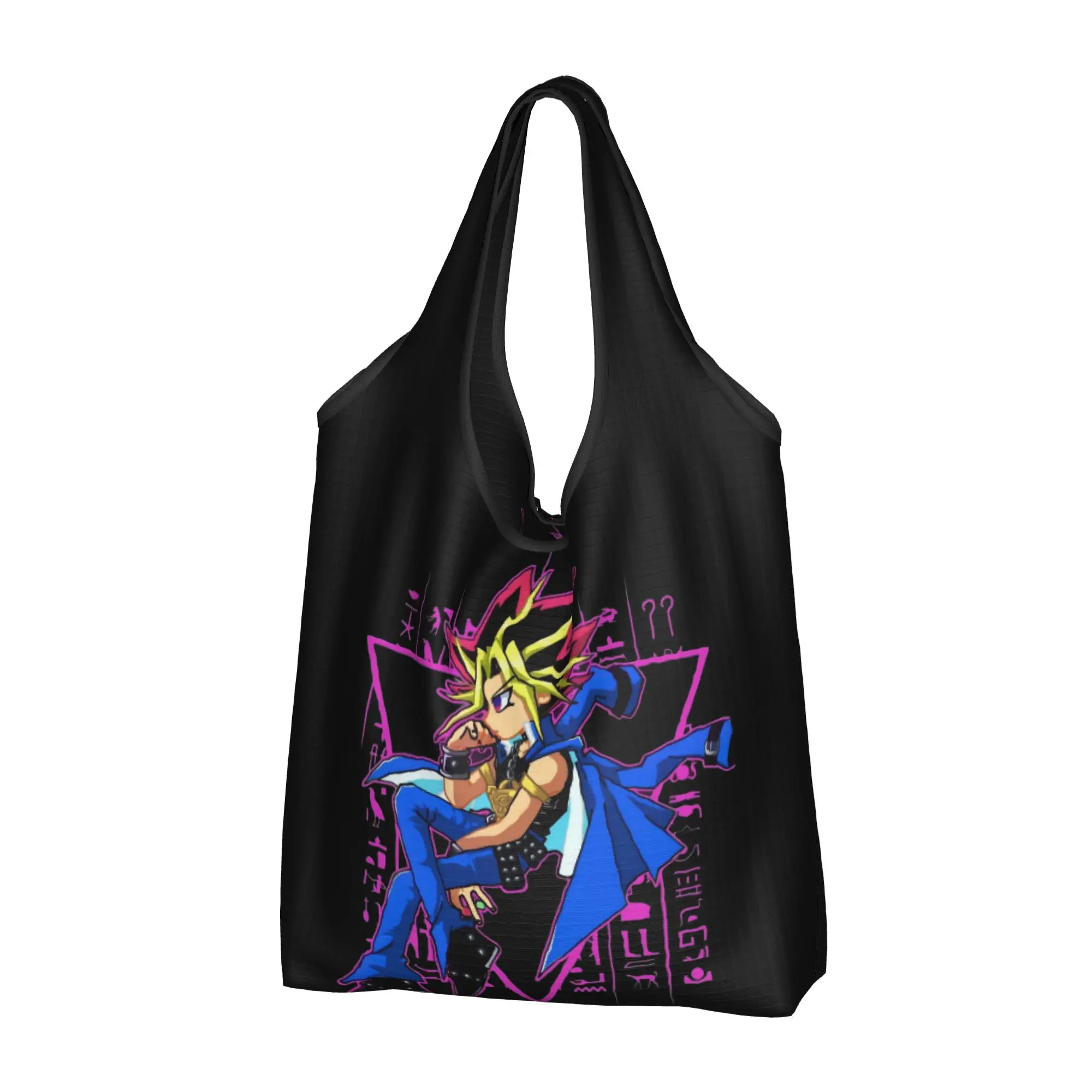 Reusable Japane Anime Comic Yu Gi Oh  Shopping Bag Women Tote Bag Portable Cartoon Game   Grocery Shopper Bags