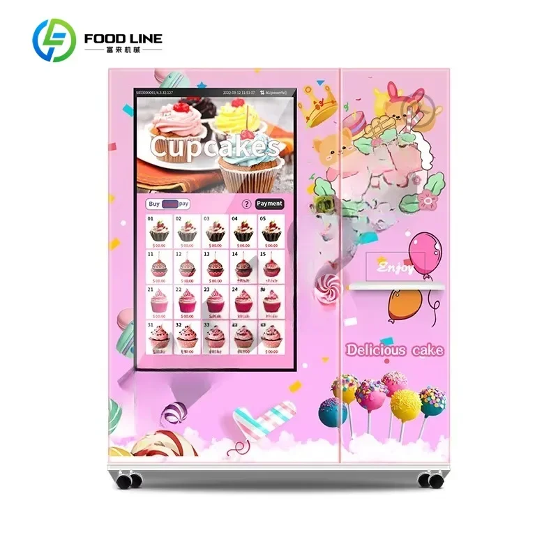 Customized Vending machine supplier Smart refrigerator 55-inch large screen Vending machine Sliced cake Cookies Macaron Dessert
