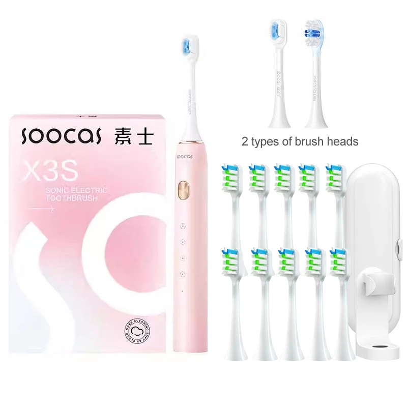 SOOCAS X3S Adult Sonic Electric Smart Toothbrush IPX8 Waterproof 180 Days Battery Life Ultrasonic Soft Cloud Toothbrush Heads