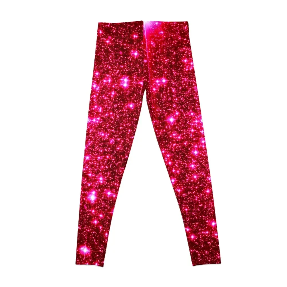 Galaxy Sparkle Stars Hot Pink Leggings Women's sportswear push up fitness leggins push up woman Womens Leggings