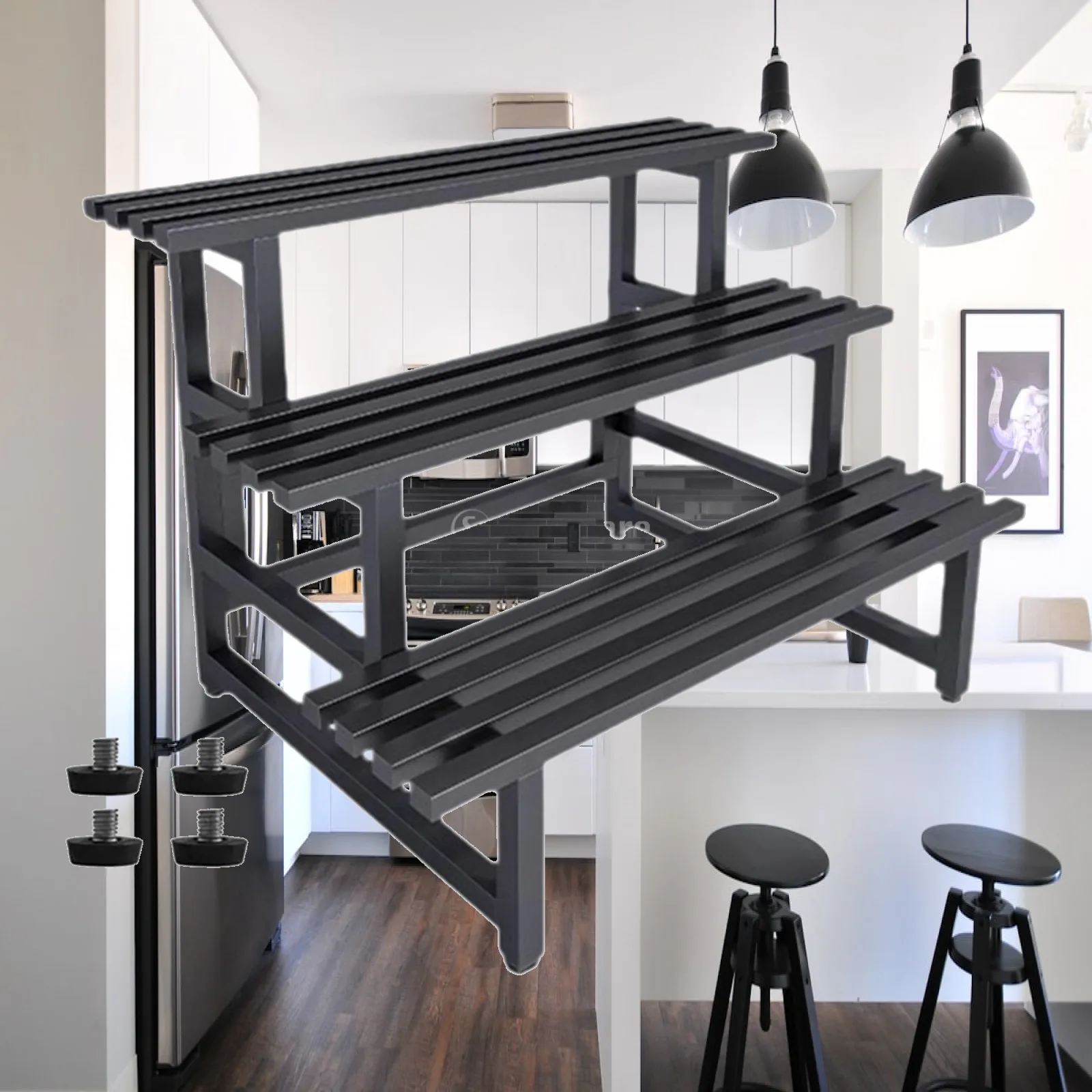 Metal Plant Stand Flower Pot Holder Staircase Design Black Plant Storage Rack for Garden Yard Living Room Patio Flower Store