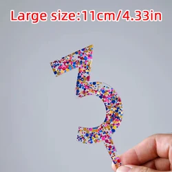 Colorful Glitter Digital 0-9 Acrylic Number Cake Topper for Kids Happy 1st Birthday Party Anniversary Cake Decorations 4.33 inch