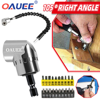 105 Degree Right Angle Drill Attachment and Flexible Angle Extension Bit Kit for Drill or Screwdriver 1/4\