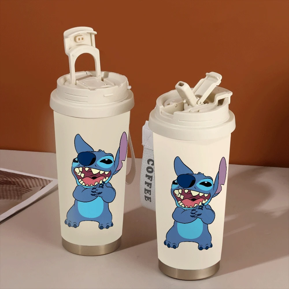 

Lilo & Stitch Pattern Water Cup Leakproof Hildren Adults Straw Cup Stitch Angel Cute Cartoon Outdoor Sports Fitness