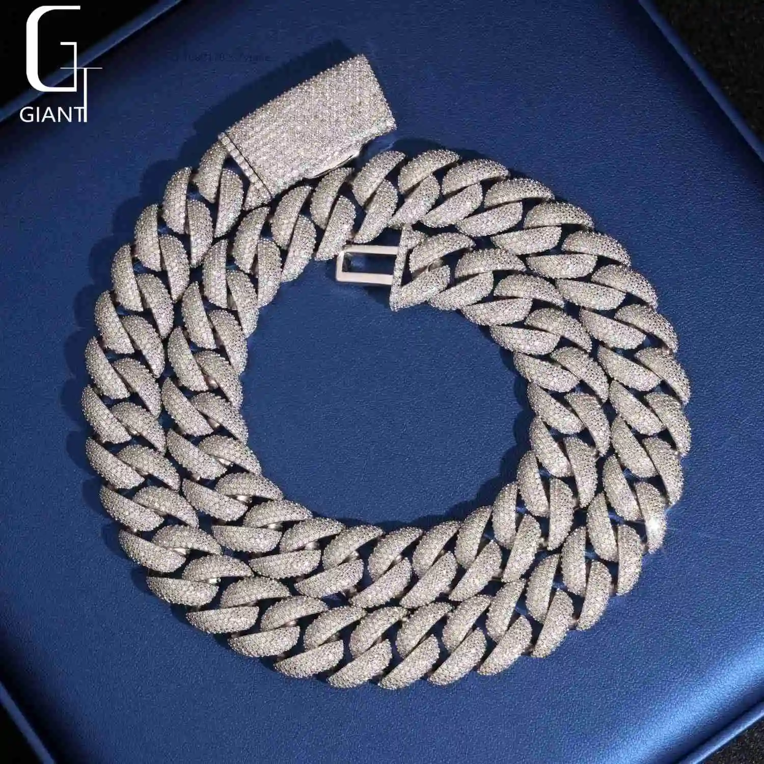 Sale Hot 20mm Moissanite Cuban Chain 925 Silver Necklaces Hip Hop Big Heavy Iced Out Moissanite Cuban Chains Past Diamond Tester