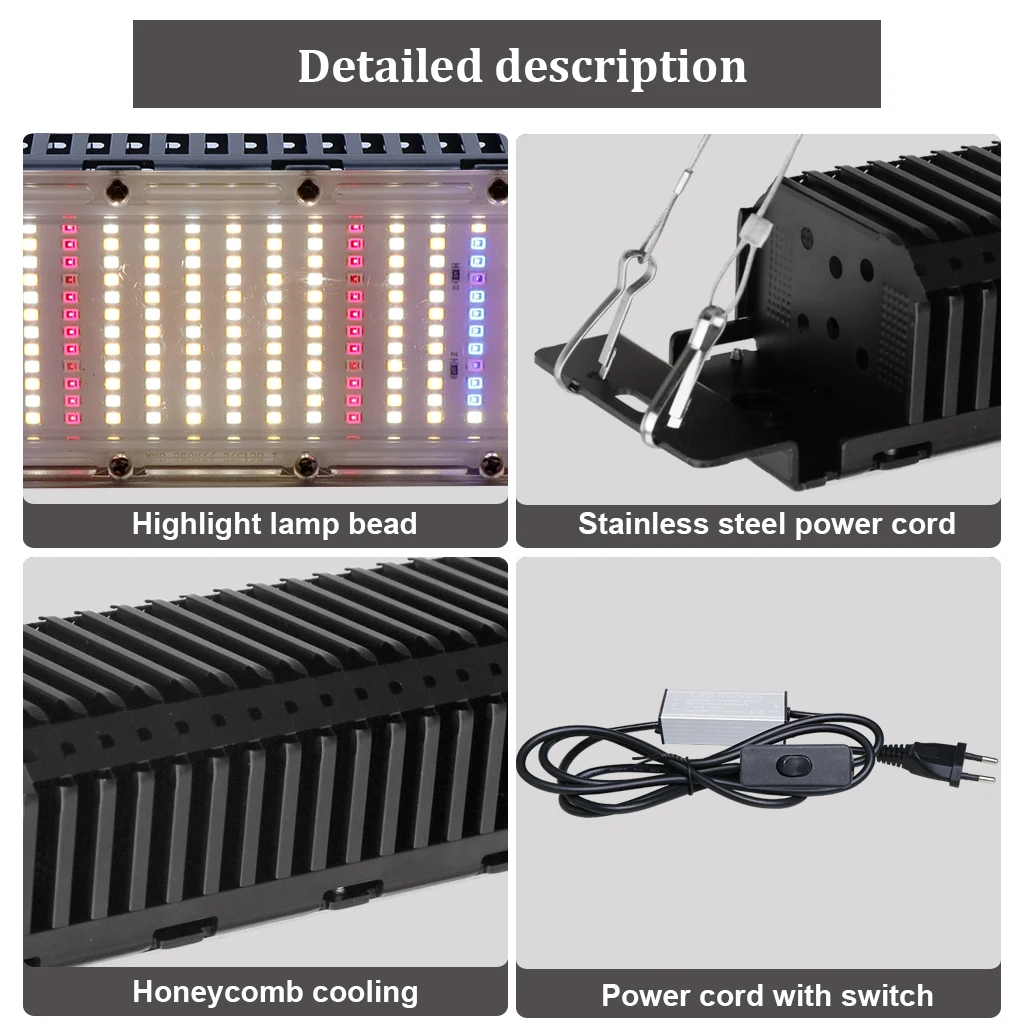 Lampu tumbuh LED LM2835 PPFD tinggi spektrum penuh lampu Phyto AC85-240V 300W untuk tanaman tenda rumah kaca sistem pertumbuhan hidroponik
