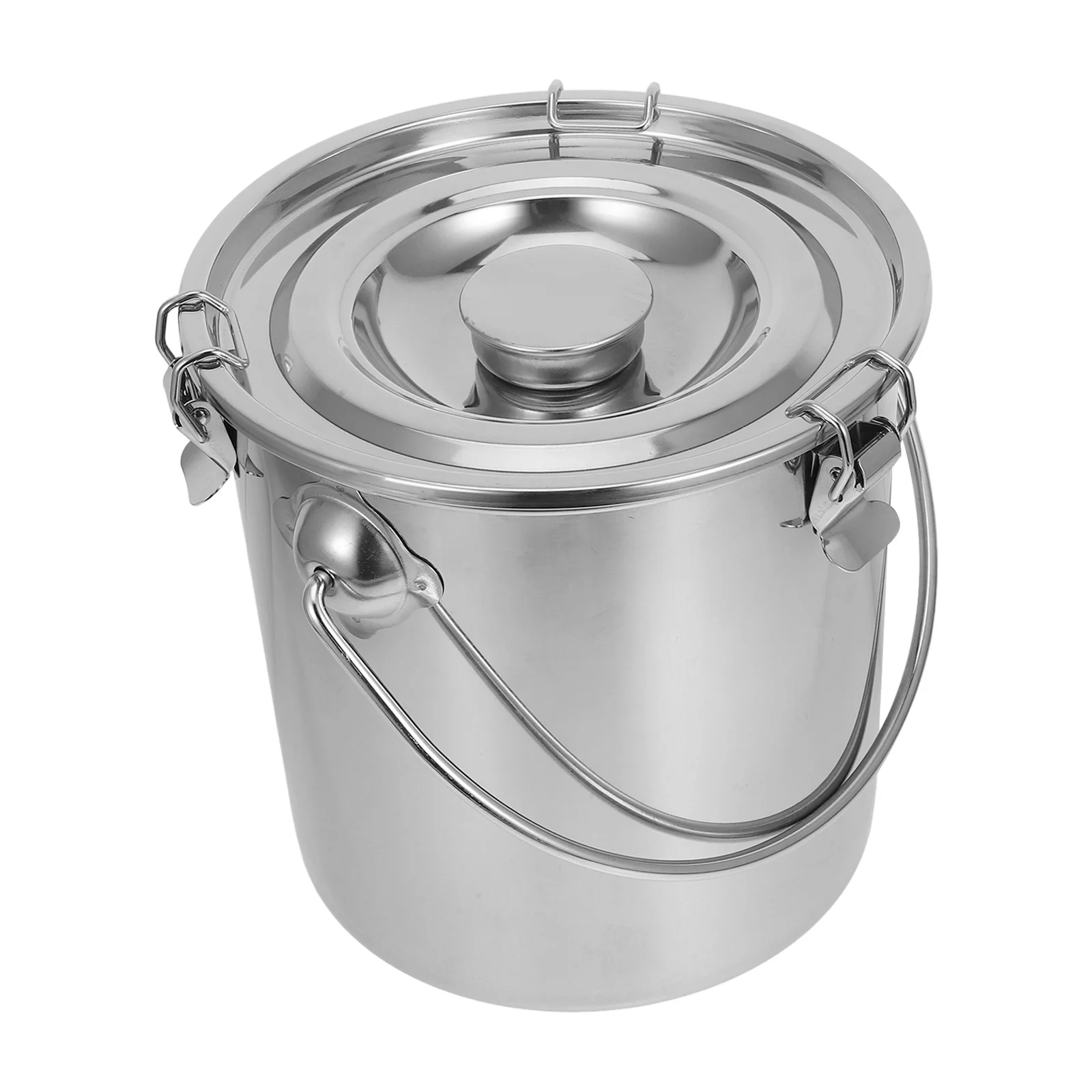 

1pc Stainless Steel Sealed Bucket Large Capacity Kitchen Storage Jar Food Oil Water Milk Portable Container Rustproof