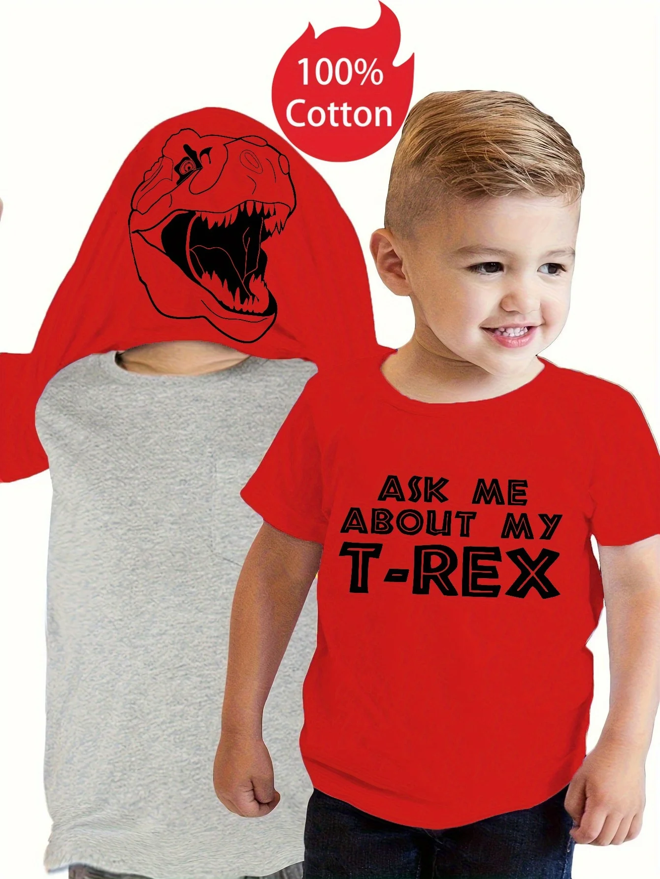Boys Red Cotton T‑Shirt, 