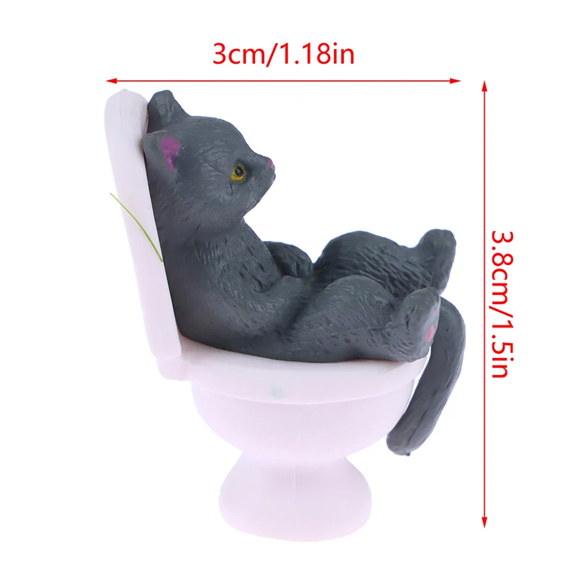 1Pc Toilet Series Miniature Cat Figurine Cute Long Lasting Cat Statue Nice-looking For Office Mini Dollhouse Decoration