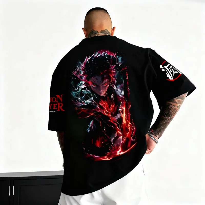 Demon Slayer Anime Charcoal Shirou Printed T-shirt Summer New Product Men's and Women's Casual T-shirt