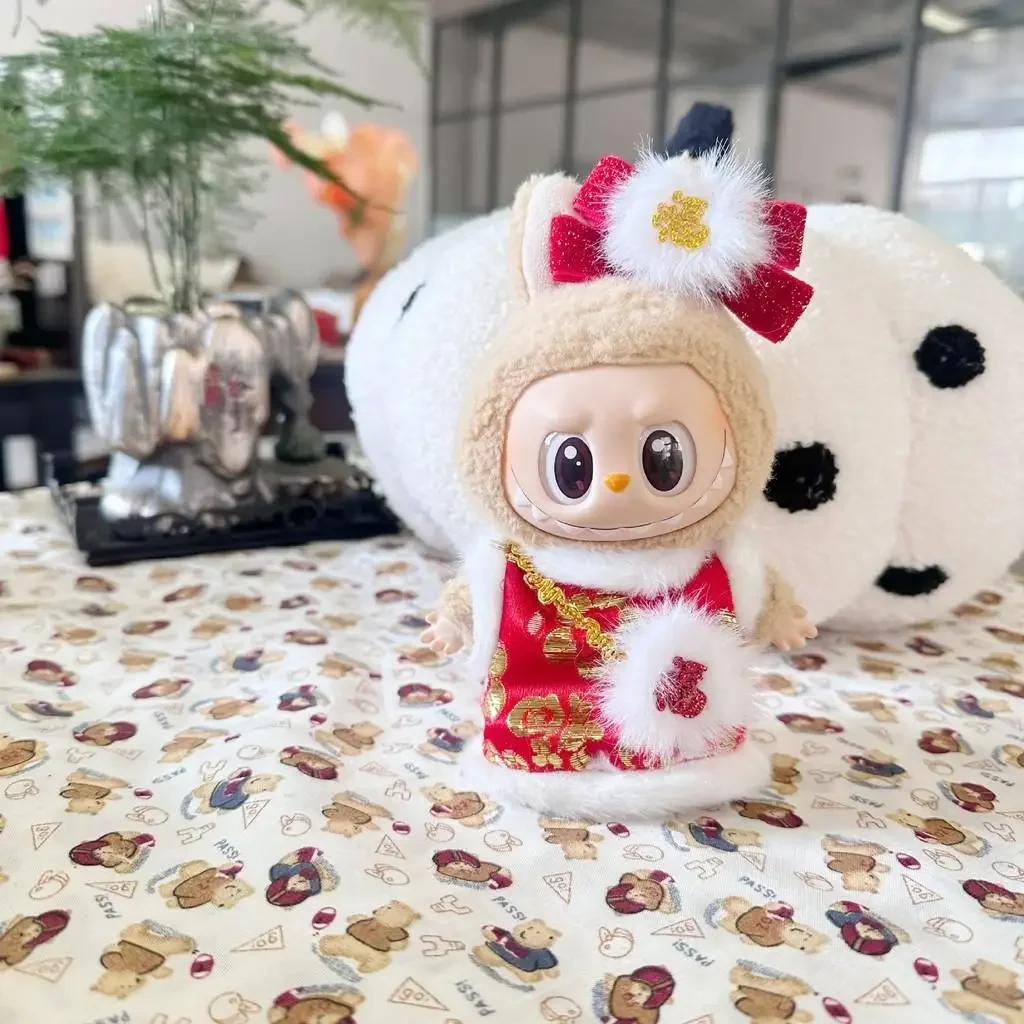 For 15-17cm Labubu dolls wear New Year's clothes LABUBU wears Fuwa clothes for the Spring Festival