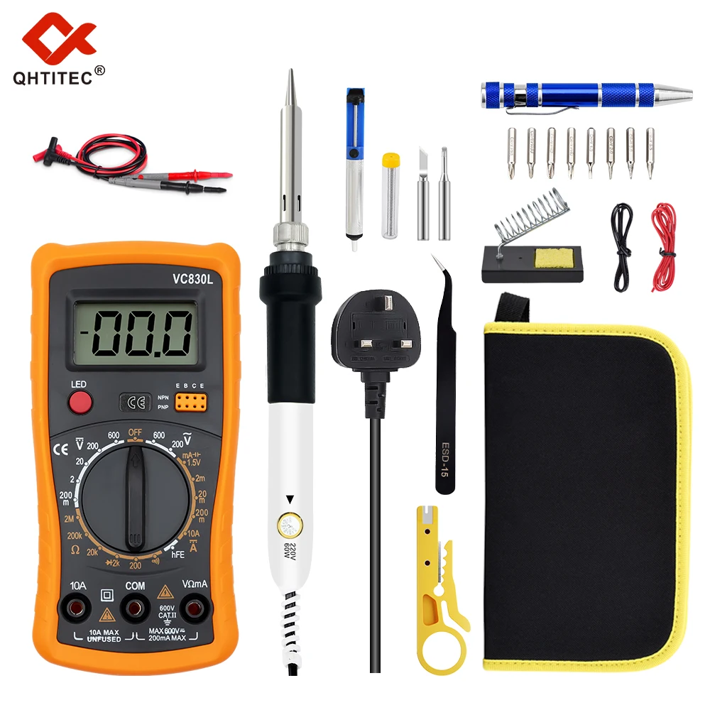 

QHTITEC VC830L Digital Multimeter AC/DC Ammeter Volt Ohm Portable Multimetro LCD Backlight Electrician Specific Tester Tools