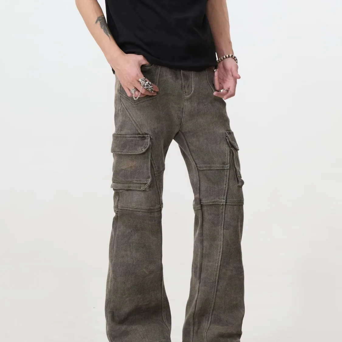 

American High Street Heavy Du Workwear Pants Men's Trendy Brand Large ket Straight Leg Pants Premium Feeling Loose Wide ...