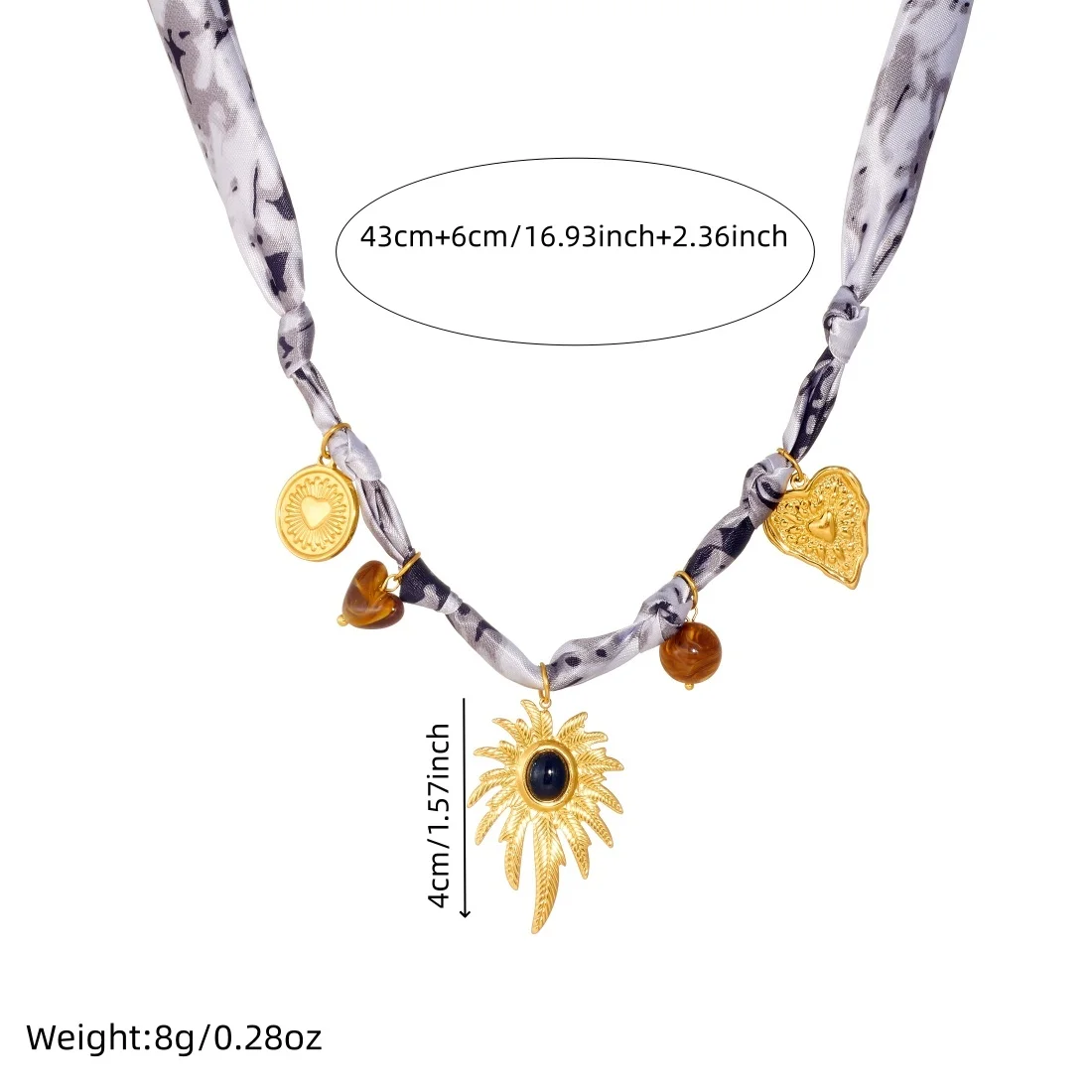 LAMENGLY 316L الفولاذ المقاوم للصدأ نمط العرقية الملونة الشريط الرجعية القلب ستار الشمس زهرة ليف قلادة قلادة سيدة رواية سلسلة عنق