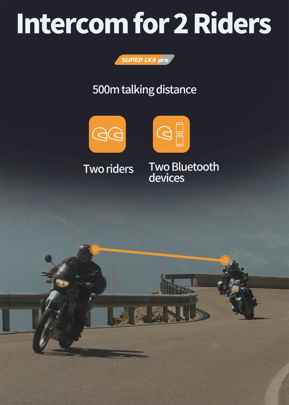 Interkom motocyklowy AI Voice Assistant Intercomunicador Intercom LX3 PRO