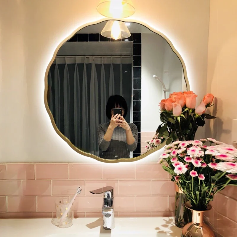 

Makeup Bathroom Mirror Shower Round Toilet Backlight Wall Mirror Pocket Decorative Aesthetic Led Espelho Para Banheiro Miroir