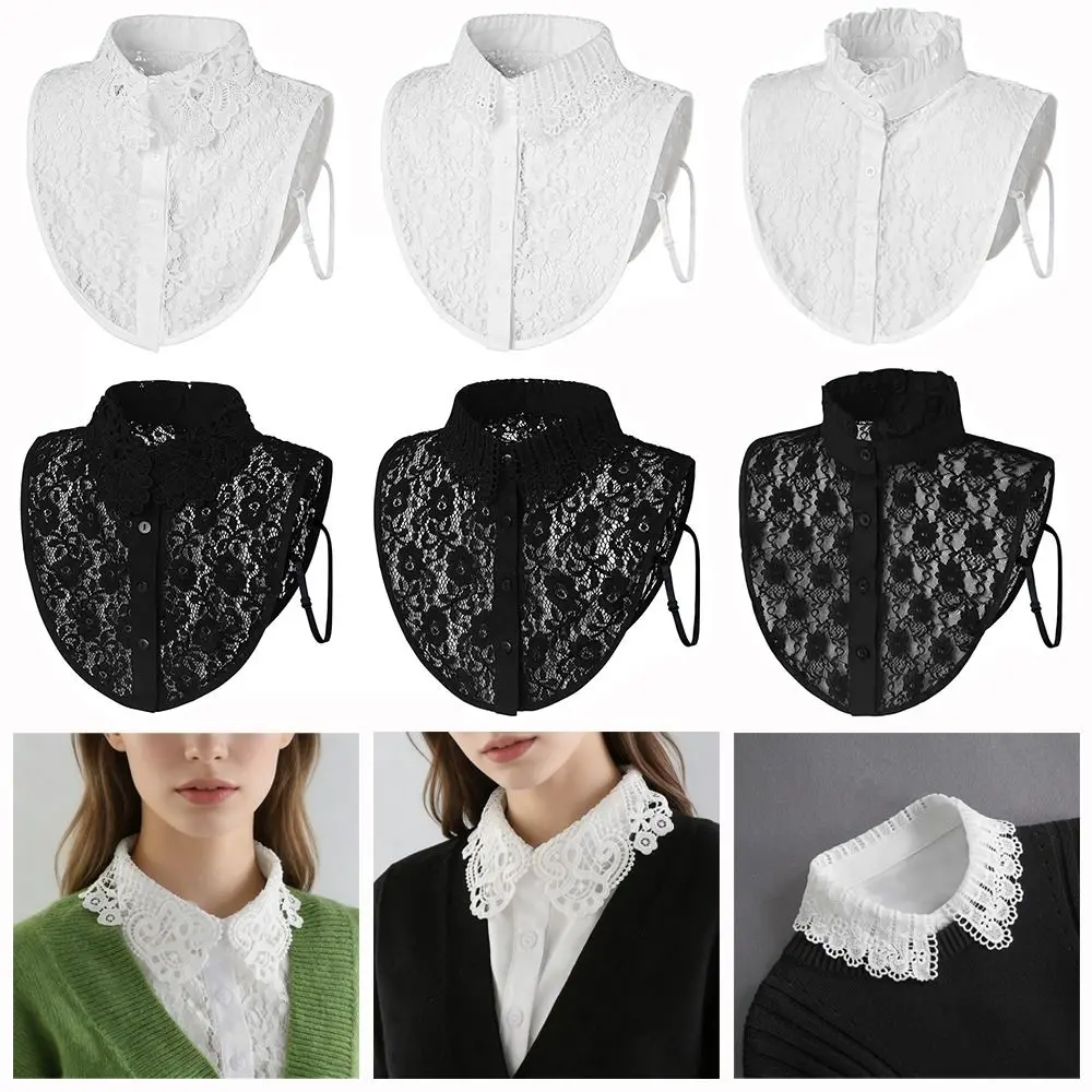 Clothes Accessory Lace Fake Collar Detachable White Black False Collar Shawl Wrap Women Girls