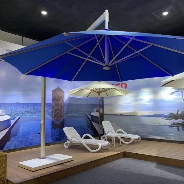 Custom Large Jumbo Roman Umbrella Beach Restaurant Cafe Use 4*4 m Round Aluminum Jumbo Roman Umbrella