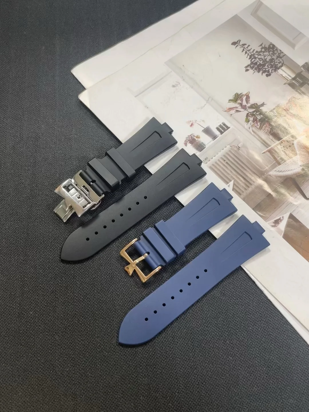 25mm * 8mm Top Quality Rubber Silicone WatchBand For Vacheron Constantin Overseas VC 47450 VC 49020 Watch Bnad Watch Strap Men