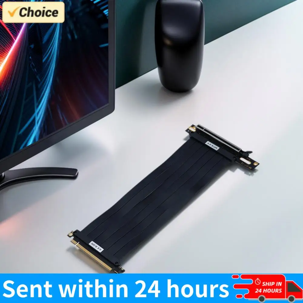 

PCI-E 3.0 X16 Riser Cable Video Card EMI Shielded High-Speed Flexible Extender Cable 90° Mounting GPU Extension Cord for PC