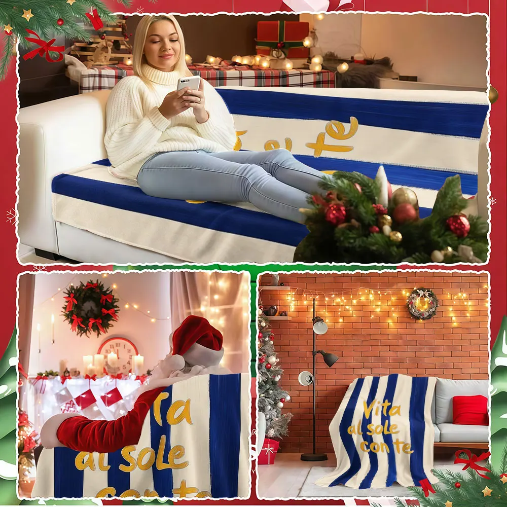 Vita al sole con te Winter Summer Flannel Blanket Throw Fleece Soft Fuzzy Plush Cozy Fleece Blankets for Sofa Ideal Gifts