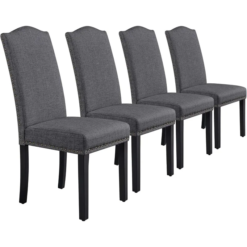 Dining Chairs with Rubber Wood Legs Fabric Upholstered Armless Chairs for Kitchen Dining Room Living Room Hotel Weeding