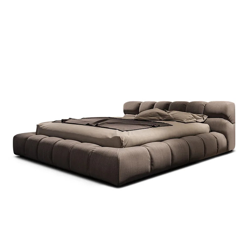 Italian minimalist fabric bed master bedroom double 1.8 meters wedding bed storage imported matte fabric Internet celebrity