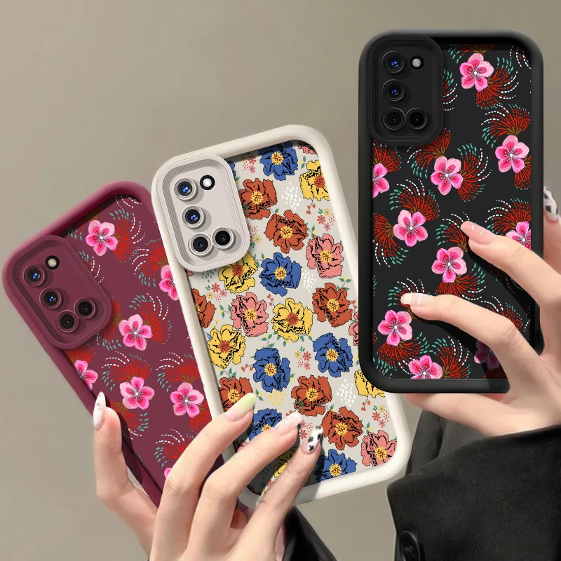 花柄スマホケース OPPO Realme Note 50 60 GT 6 Neo 5 Narzo 70X 60X N65 N63 N55 N53 30A 20A 耐衝撃 マットシリコンカバー