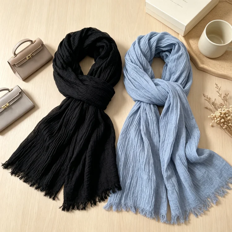 1 Piece of Scarf in Random Colors for Spring, Autumn, and Winter; Plain Scarf for Men and Women; Thin and Versatile Gauze Scarf for Spring and Autumn; Japanese-Style Artistic Silk Scarf for Spring and Summer; Versatile for All Seasons; a Must-Have for Parties