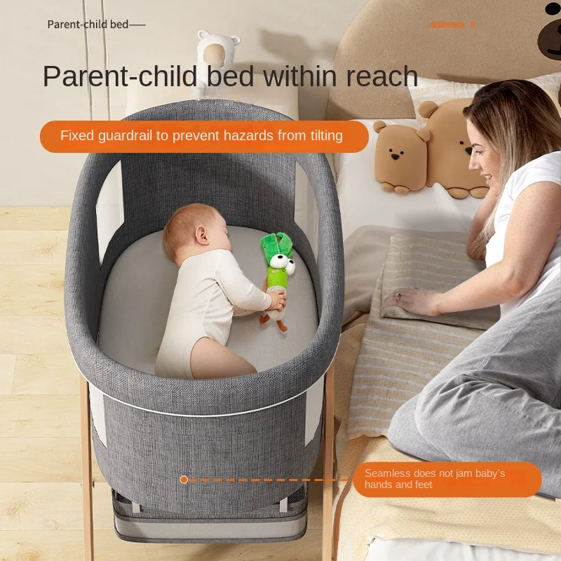 One Click Folding Mobile Baby Cribs,Multifunctional Newborn Crib Cradles,Baby Rocking Splicing Large Bed,Campingbedje Baby Beds