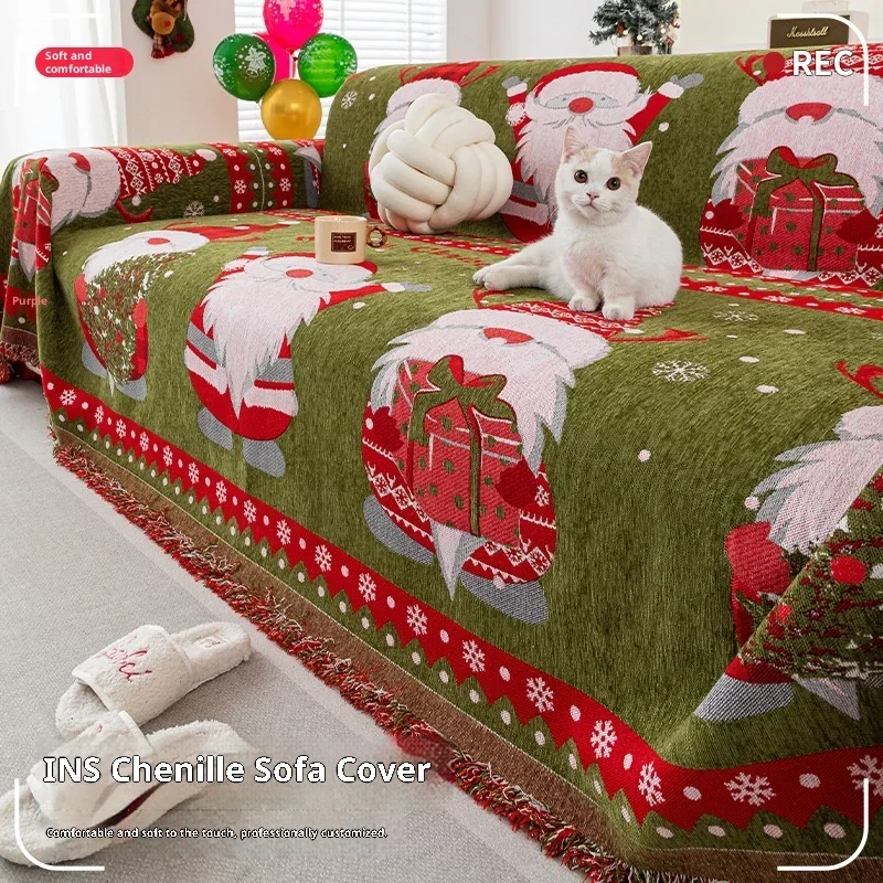 Christmas Sofa Cover Cloth Dustproof Full Cover Four Seasons Universal Pure Color Sofa Sheet Sofa Blanket Home Goods