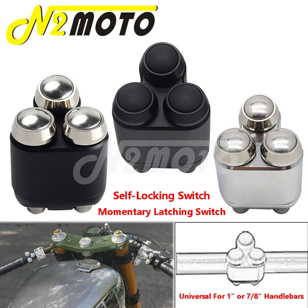 

Universal 7/8" 1" Handlebar Switch 3 Button Slim Motorbike Fog Light Horn Start Switches For Suzuki Yamaha Kawasaki Harley Honda