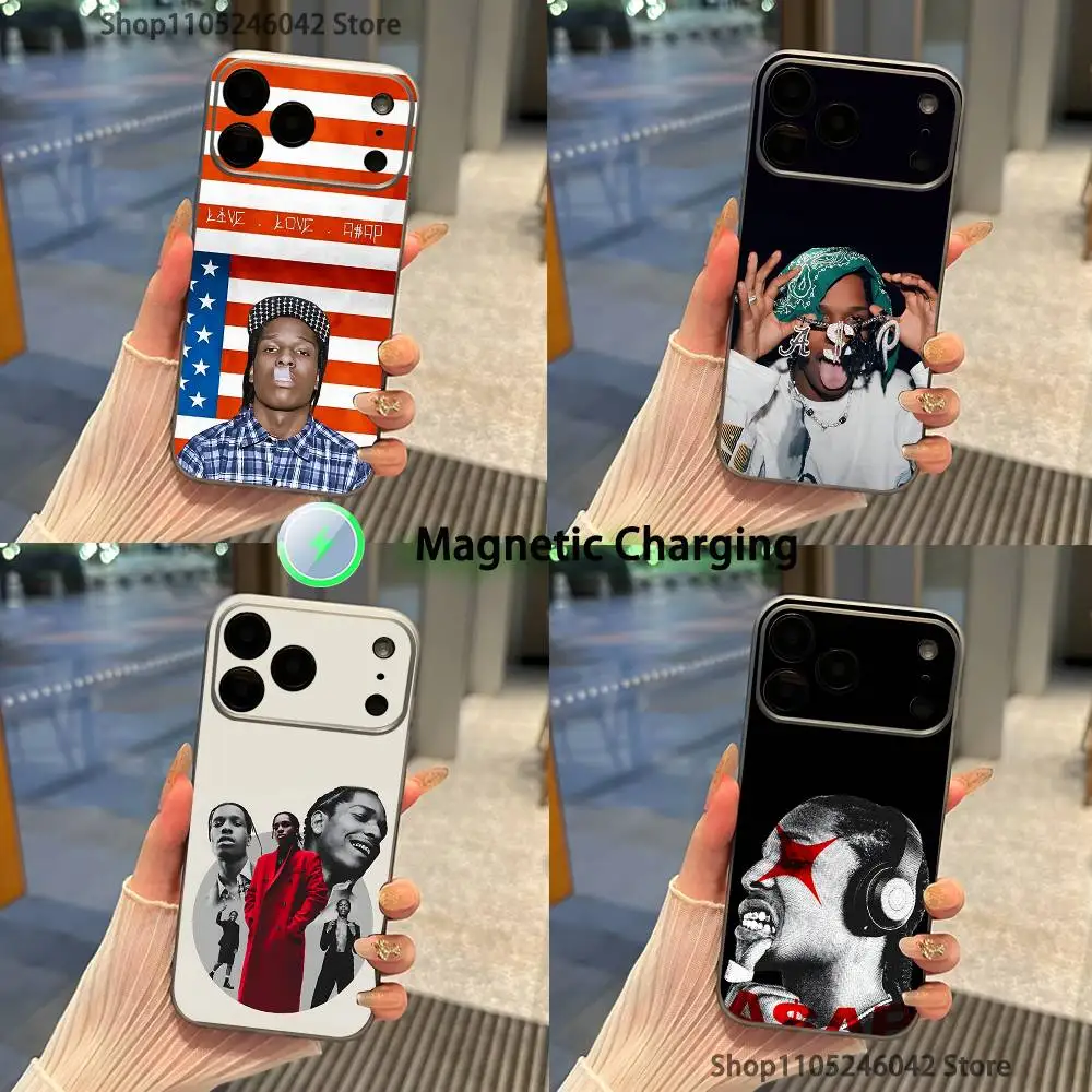 

A-ASAP R-Rocky Rapper For iPhone 17,16,15,14,13,12,11,Pro,Max,Plus Transparent gray Phone Case Magnetic Wireless Charging