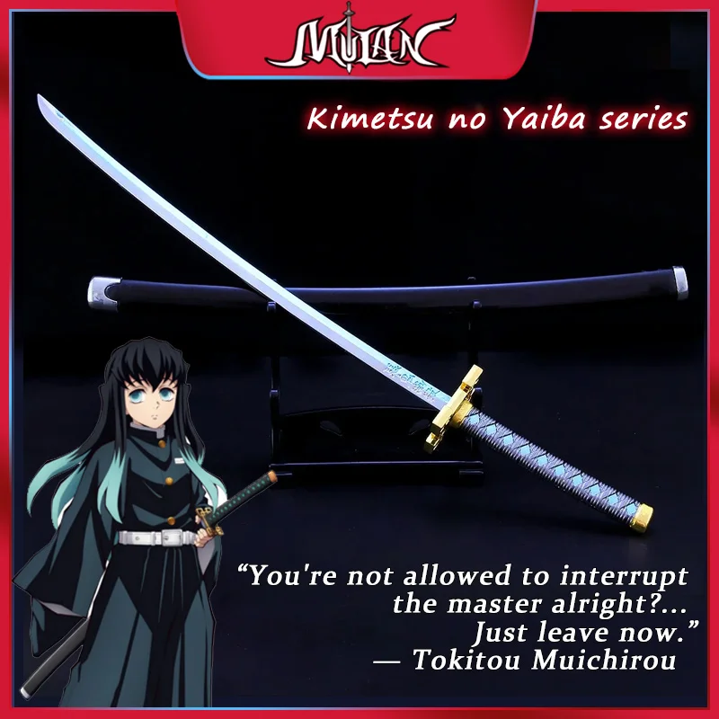 10inch Demon Salyer Tokitou Muichirou Nichirin Blade Alloy Model Japanese Anime Kimetsu No Yaiba Samurai Steel Toys Knife Safety