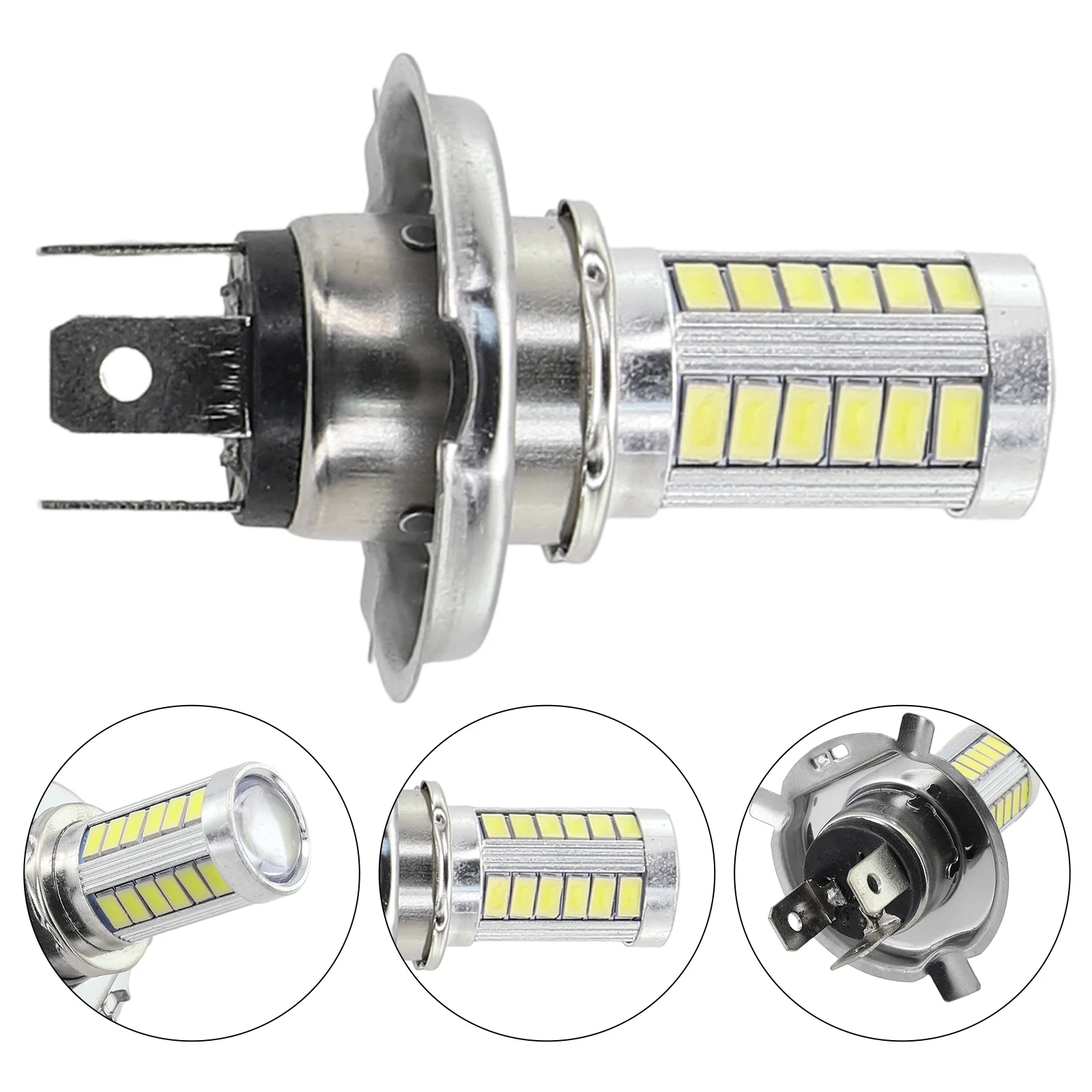 LED Front Fog Light Lamp Beads 5630-33SMD Aluminum Alloy Color 6000K H4 H7 H1 H3 IP67 Protection 360° Lighting