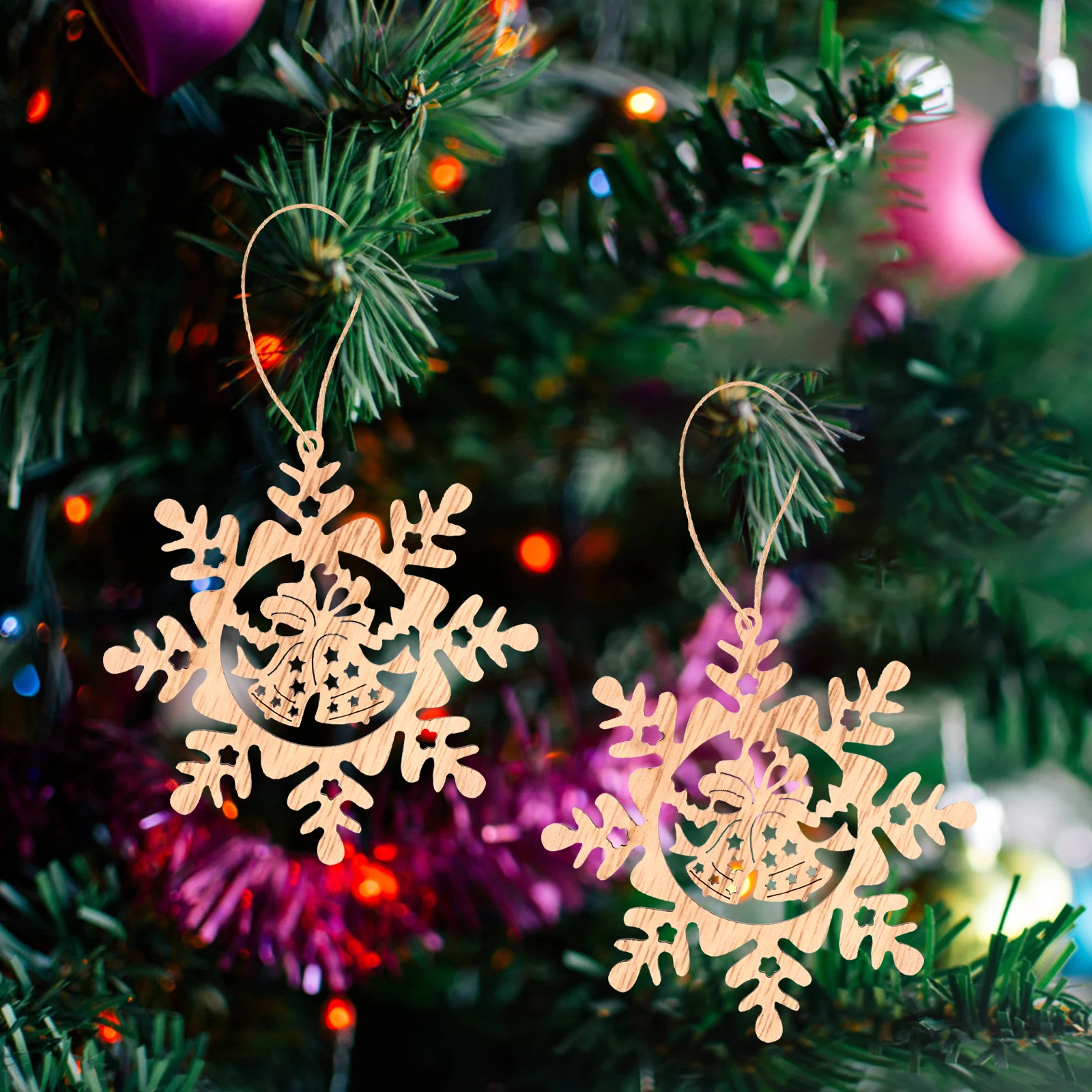 

1Set Blank Wood Slices for Christmas DIY Ornament Crafts Unpainted Pendants Hanging Decorations for Xmas Tree Window Porch