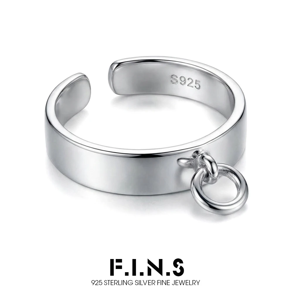 

F.I.N.S Chic INS Korean Style Woman 925 Sterling Silver Rings for Women Small Circle Pendant Glossy Open Ring Fine Jewelry
