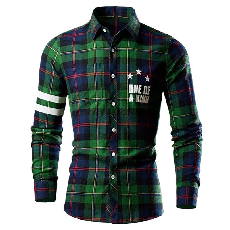 Vintage Designer Dress Shirt for Man Plaid Chemise Western Homme Long Sleeve Printed Workwear Couple Shirt Hip Hop Streetwear